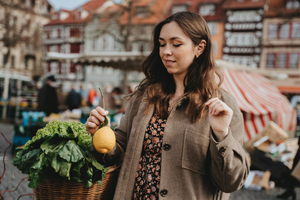 Outdoors at the German produce market